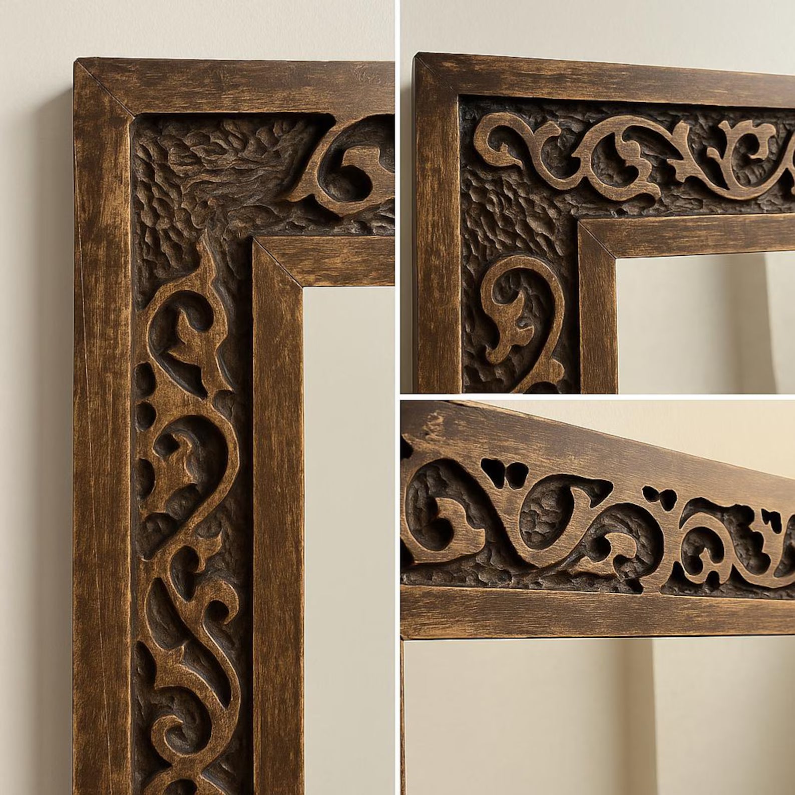 Noor — Carved Bronze Frame Mirror