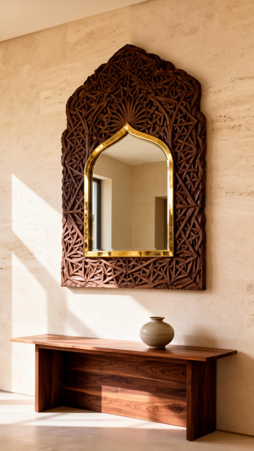 Atlas Carved Arch Mirror